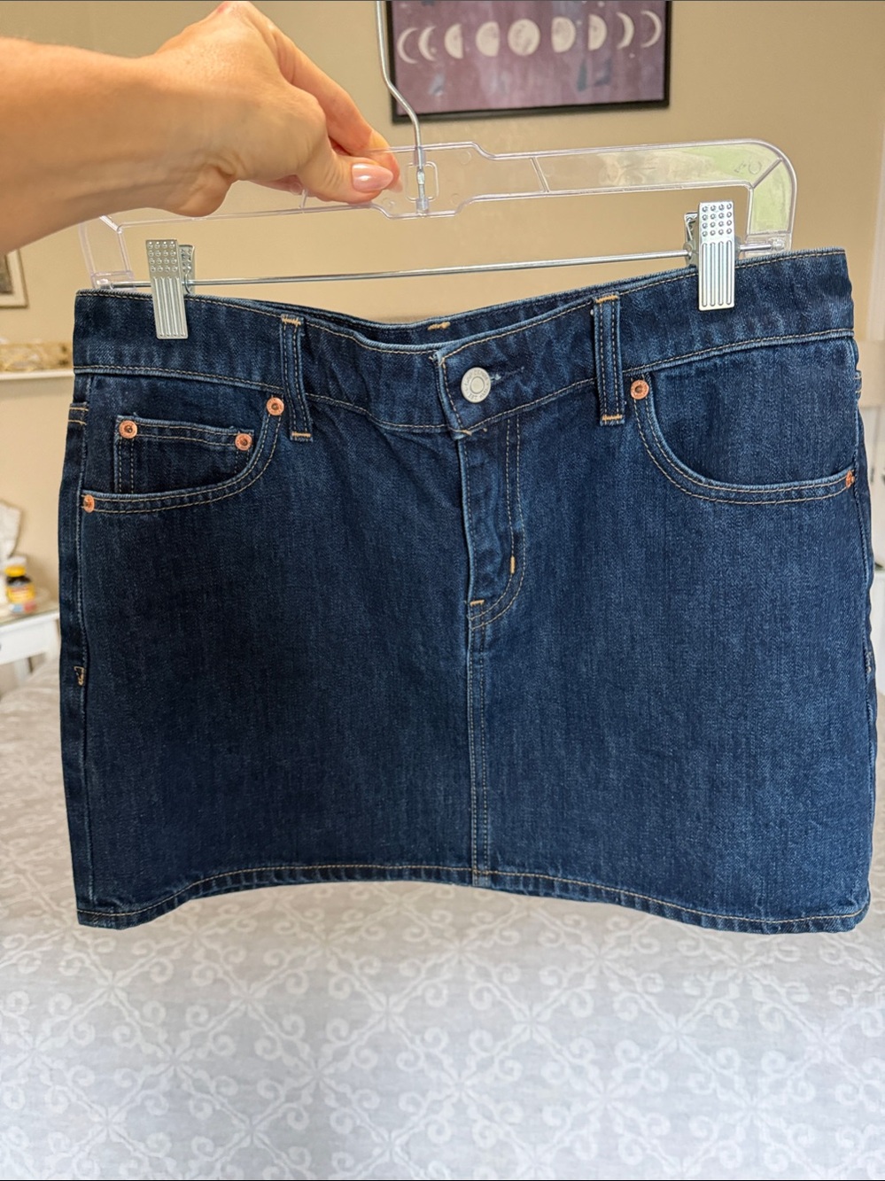 Dark Blue Denim Mini Skirt - Clean Casual Style